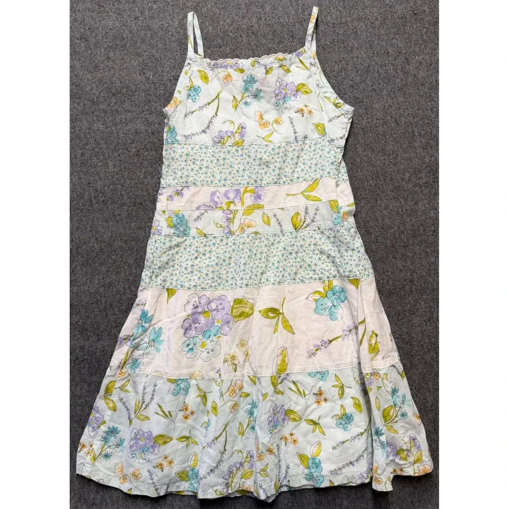 Gymboree 2004 Girls Floral Tiered Sundress 100% Cotton Blue Purple Yellow Size 9